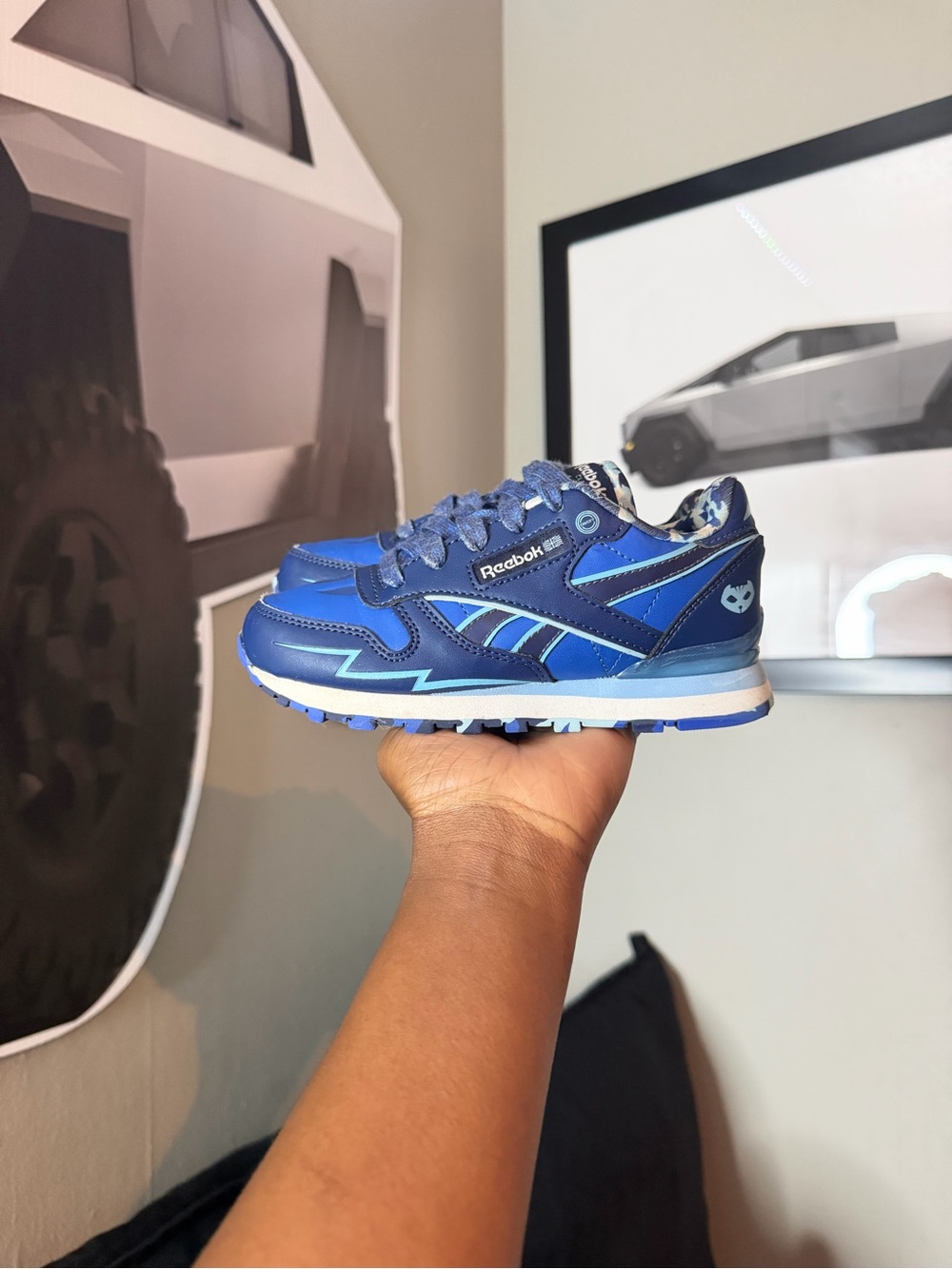 Reebok Kids Blue Athletic Sneakers with Light Blue Accents